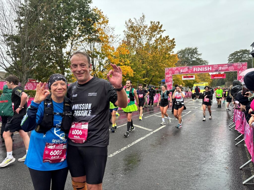 Paul Bullivant and his wife Gayle at the Yorkshire Marathon