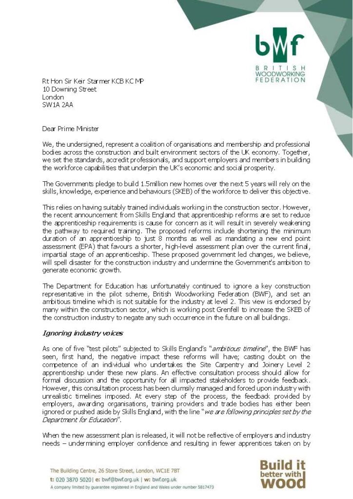 Construction Coalition Letter - Apprenticeship Reforms Oct 2025 Page 1