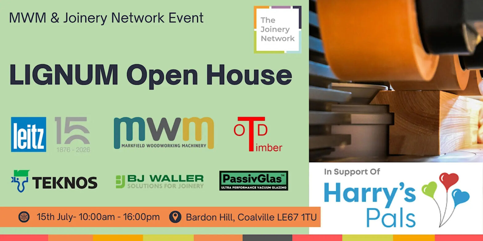 Hands-on Discovery Day to help joinery businesses flourish at Markfield Woodworking Machinery, Leitz Tooling and The Joinery Network event on Wednesday 15 July