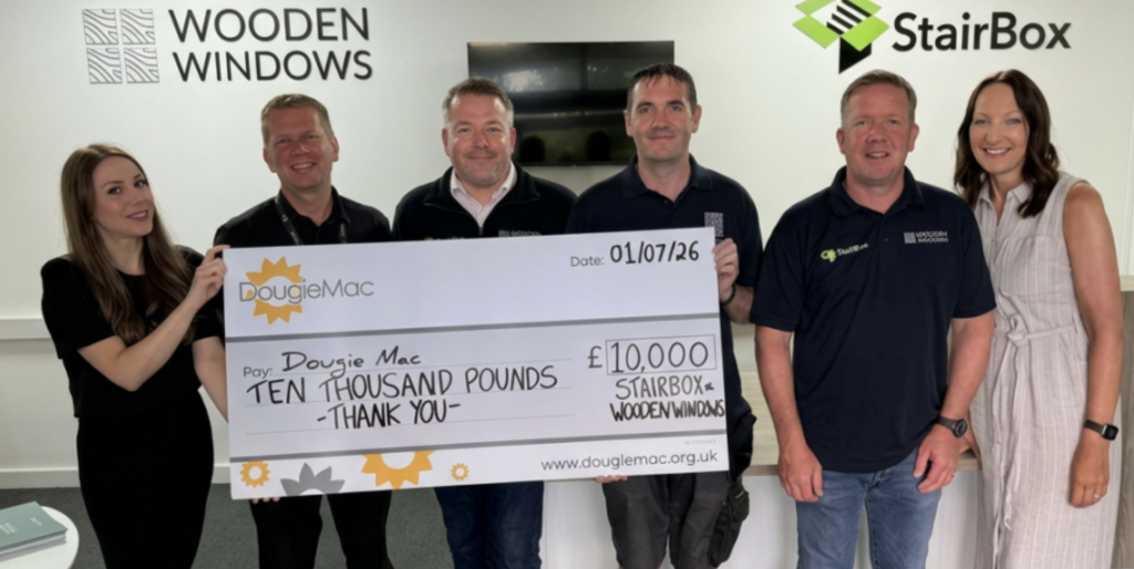 Dougie Mac x StairBox cheque presentation PR 2026